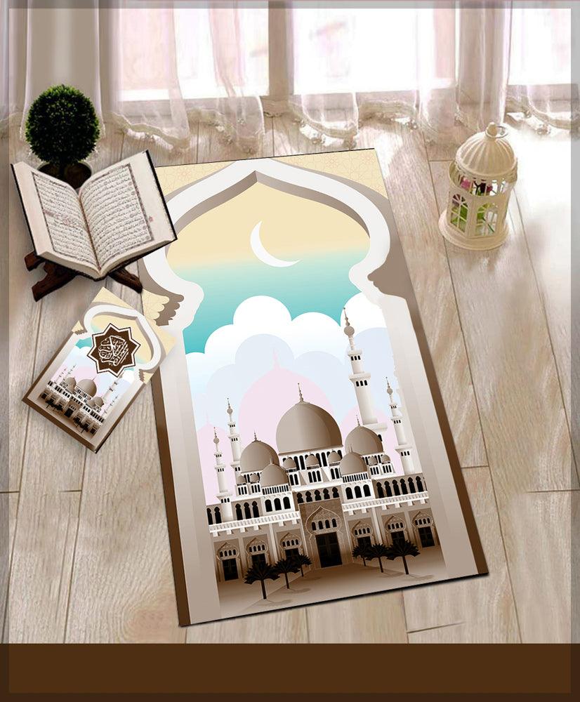 Kazka Mink Prayer Rug Muslim Mat Islamic Sajadah for Kids Men Women with Quran Box for Eid Travel Ramadan Soft Luxury Pin - CELA HIJAB