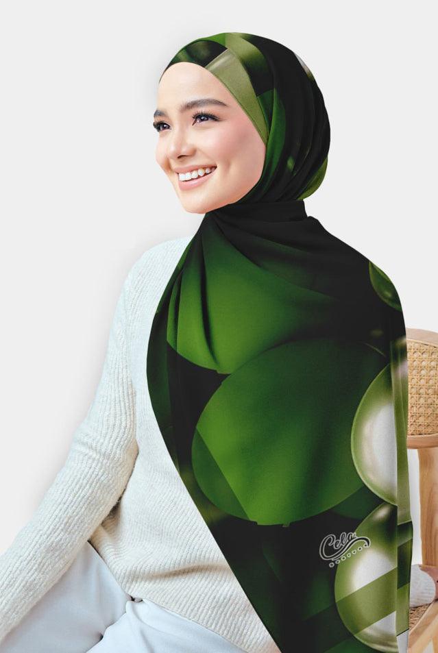 Pea Printed Chiffon Hijab - CELA HIJAB