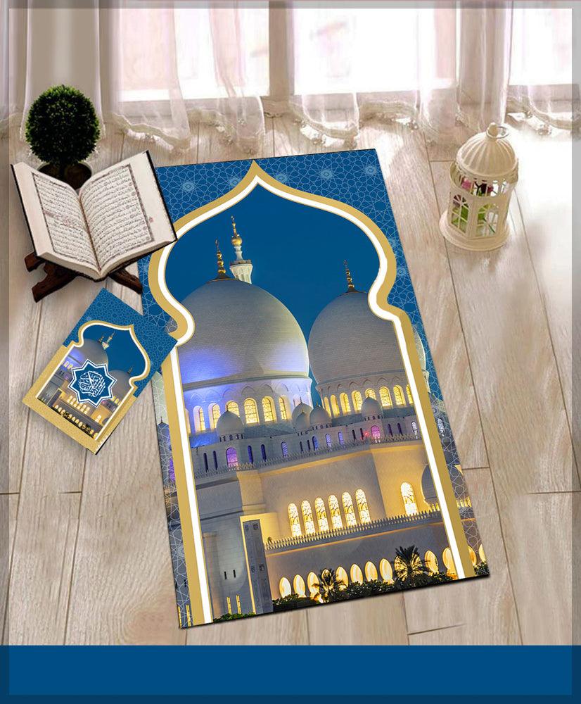 Tarawih Prayer Rug Muslim Mat Islamic Sajadah for Kids Men Women with Quran Box for Eid Travel Ramadan Soft Luxury Pin - CELA HIJAB