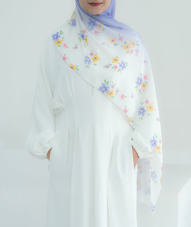 Yellow Blue Ombre Floral scarf rectangular hijab in chiffon premium quality