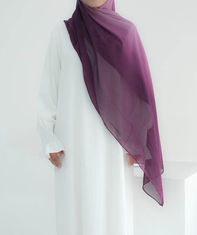 Purple Ombre scarf rectangular hijab in chiffon premium quality