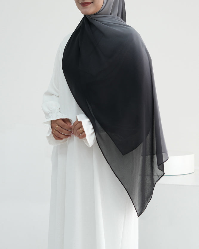 Black Ombre scarf rectangular hijab in chiffon premium quality