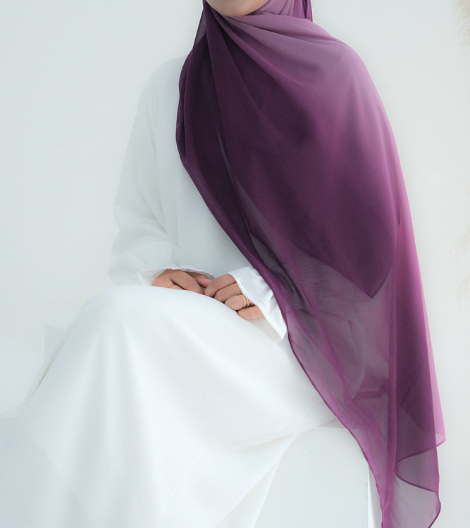 Purple Ombre scarf rectangular hijab in chiffon premium quality