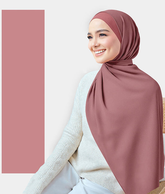 Chiffon Plain Rectangular Hijab in SA05 Rosy Rose color