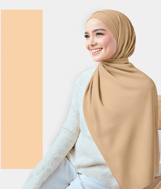 Chiffon Plain Rectangular Hijab in SA06 Beige color