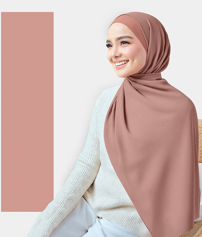 Chiffon Plain Rectangular Hijab in SA07 Petals color