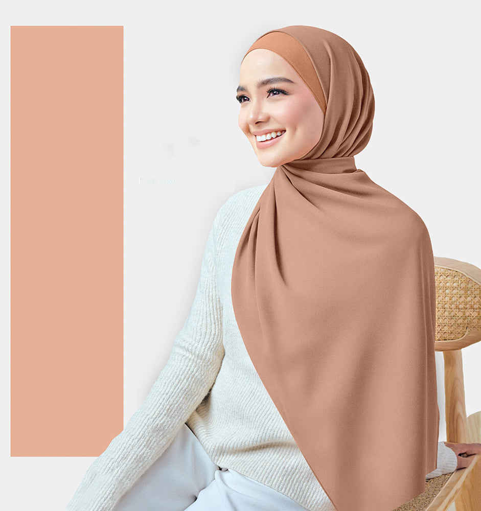 Chiffon Plain Rectangular Hijab in SA08 Sand color