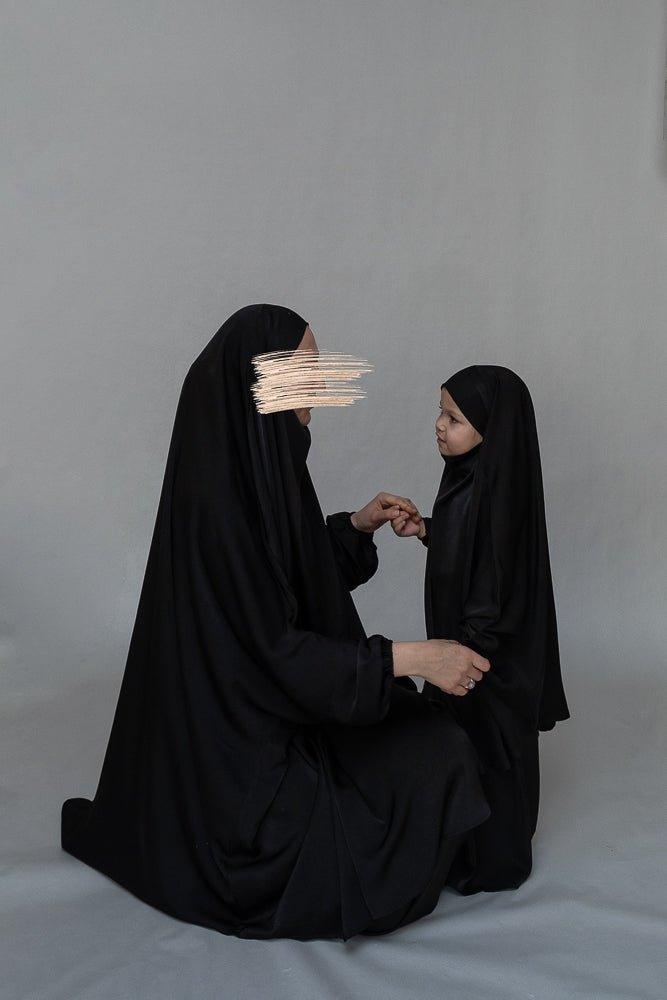 Adult Black prayer gown from "Mommy and Me Prayer Khimar collection - ANNAH HARIRI