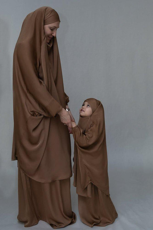 Adult Brown prayer gown from Mommy and Me Prayer Khimar collection - ANNAH HARIRI