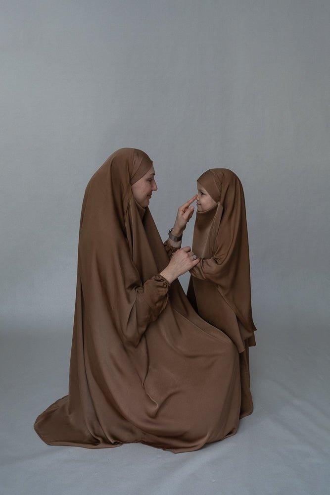 Adult Brown prayer gown from Mommy and Me Prayer Khimar collection - ANNAH HARIRI