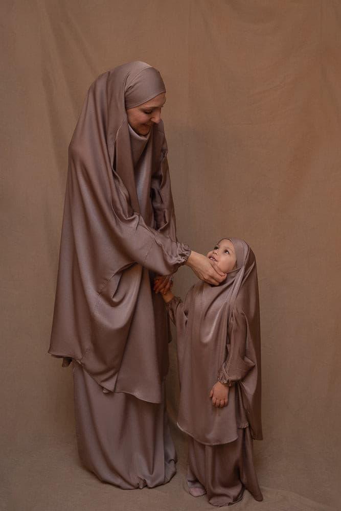 Adult Coffee prayer gown from "Mommy and Me Prayer Khimar collection - ANNAH HARIRI