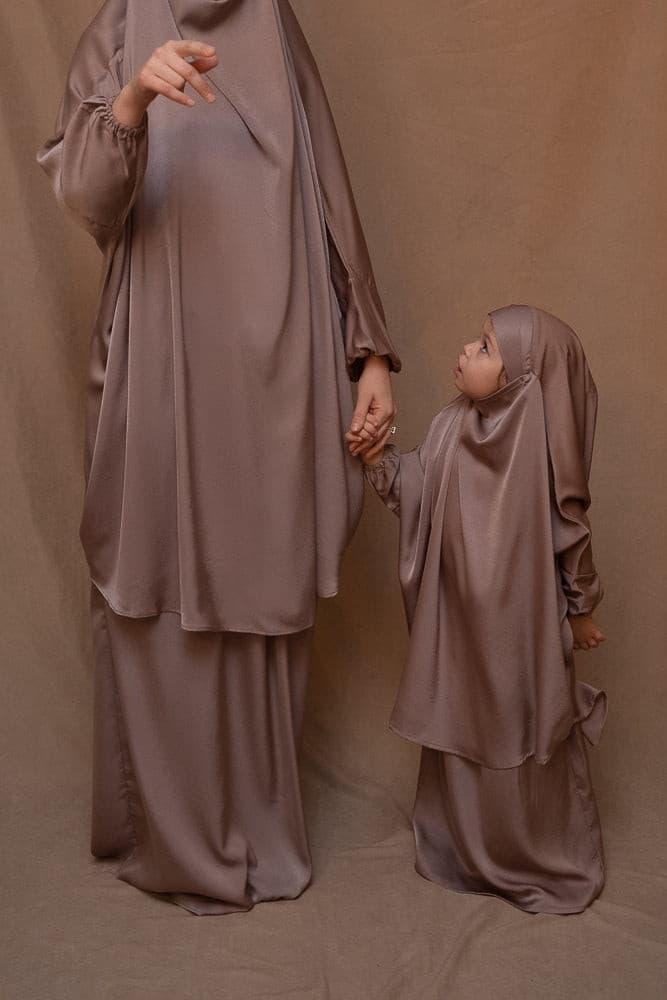 Adult Coffee prayer gown from "Mommy and Me Prayer Khimar collection - ANNAH HARIRI