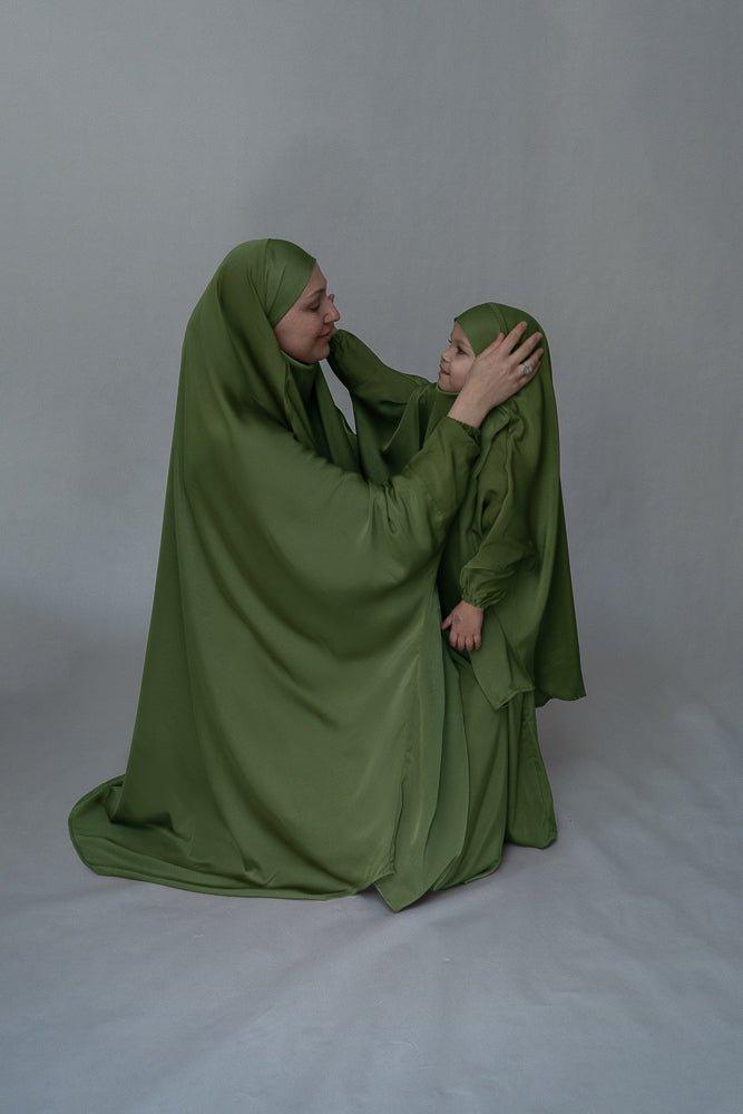 Army Green Adult prayer gown from "Mommy and Me" Prayer Khimar collection - ANNAH HARIRI