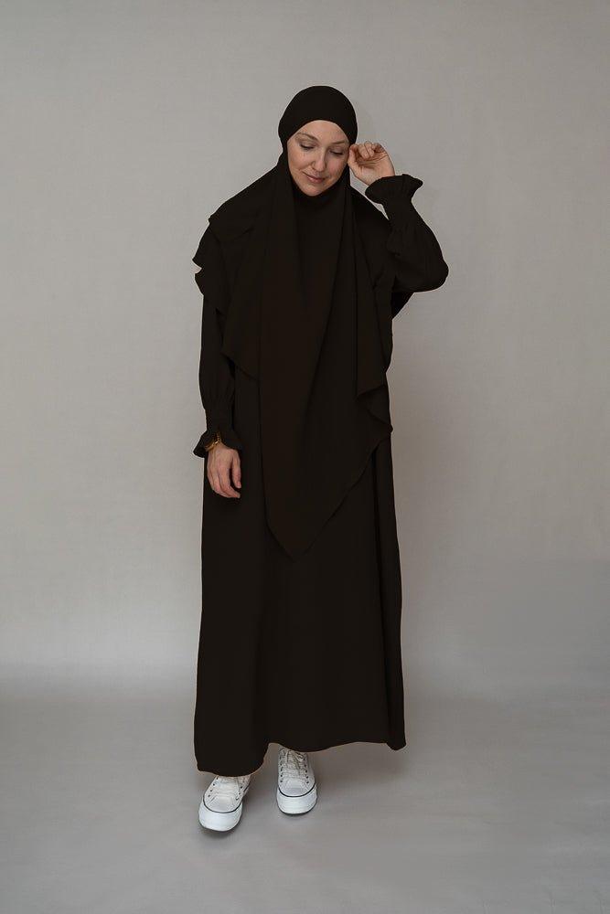 Classic black prayer gown umrah abaya dress non-wrinkling - ANNAH HARIRI