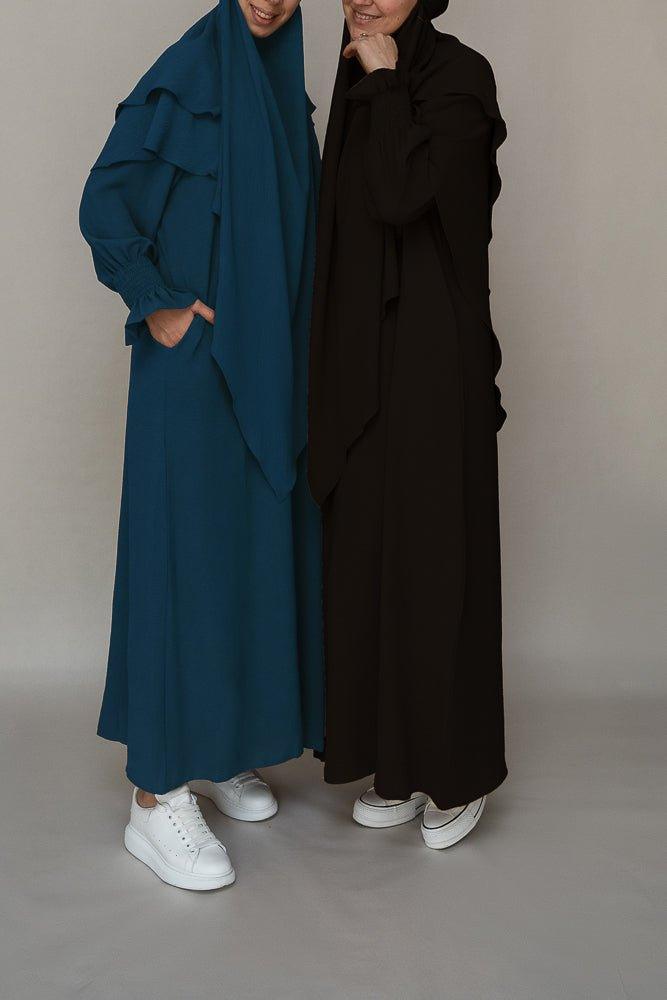 Classic black prayer gown umrah abaya dress non-wrinkling - ANNAH HARIRI