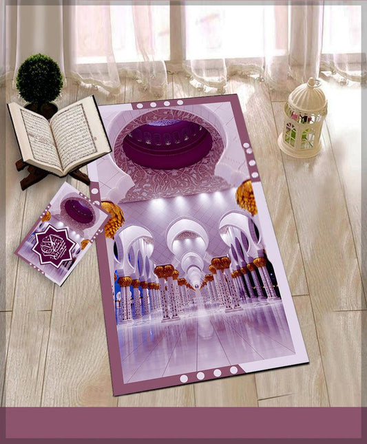 Dreamers Pink Prayer Rug Muslim Mat Islamic Sajadah for Kids Men Women with Quran Box for Eid Travel Ramadan Soft Luxury Pin - ANNAH HARIRI