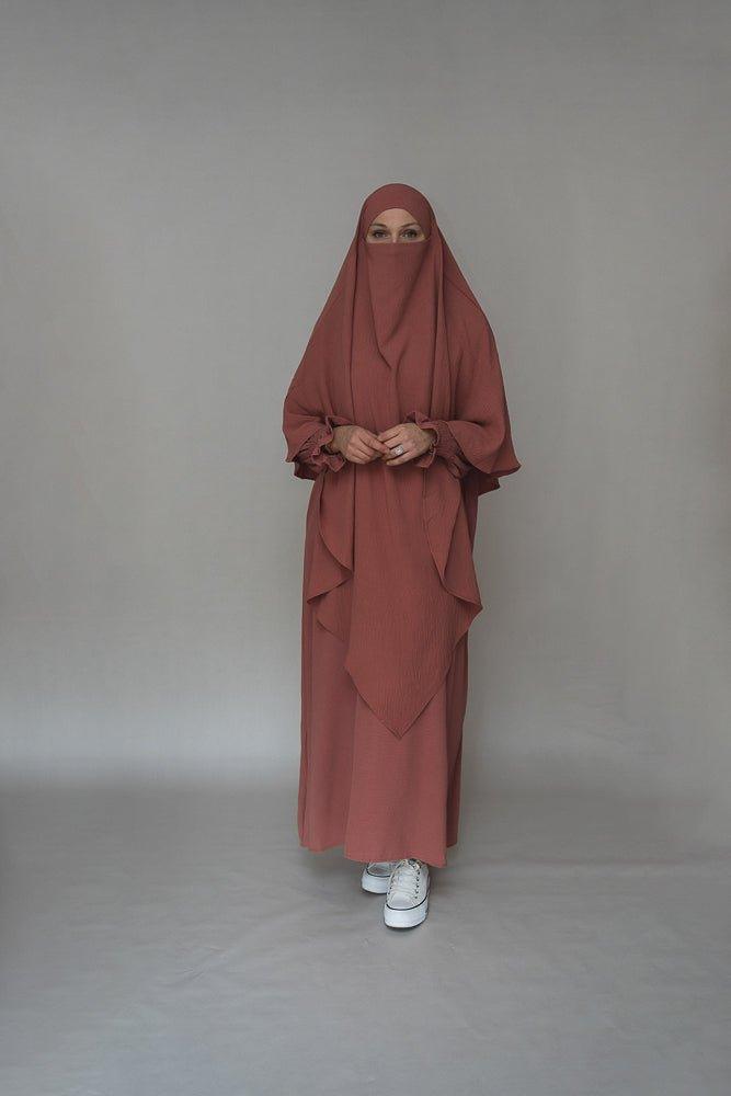 Dusty pink prayer gown umrah abaya dress non-wrinkling - ANNAH HARIRI