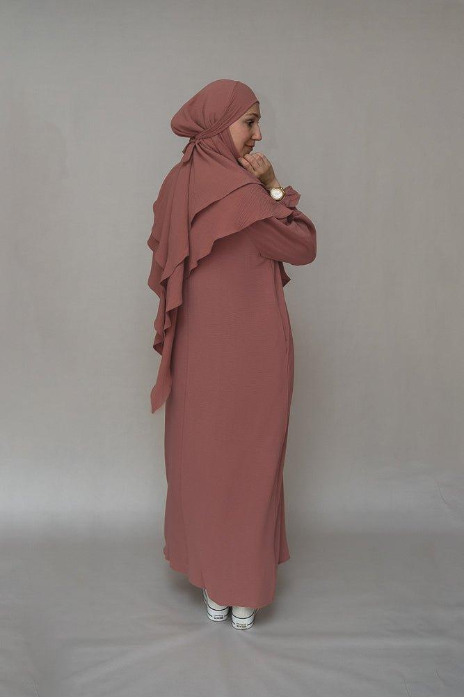 Dusty pink prayer gown umrah abaya dress non-wrinkling - ANNAH HARIRI