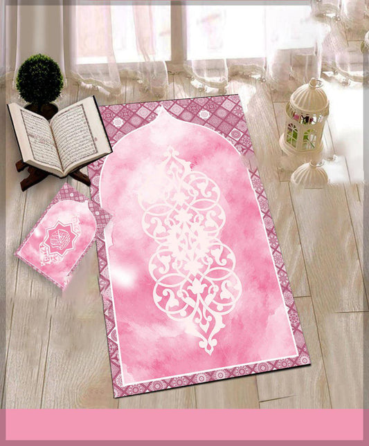 Girly Prayer Rug Muslim Mat Islamic Sajadah for Kids Men Women with Quran Box for Eid Travel Ramadan Soft Luxury Pin - ANNAH HARIRI