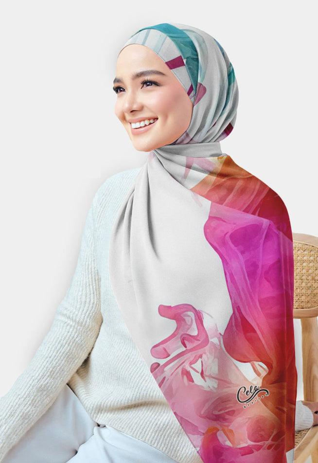 Ink Printed Chiffon Hijab - ANNAH HARIRI