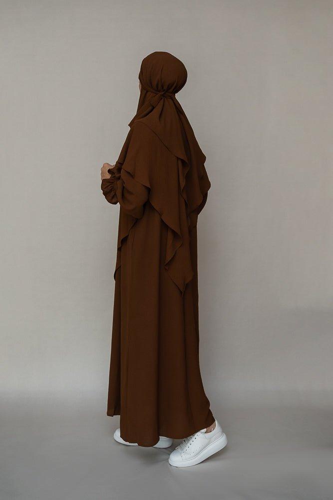 Kalean prayer gown umrah abaya dress non-wrinkling in coffee - ANNAH HARIRI