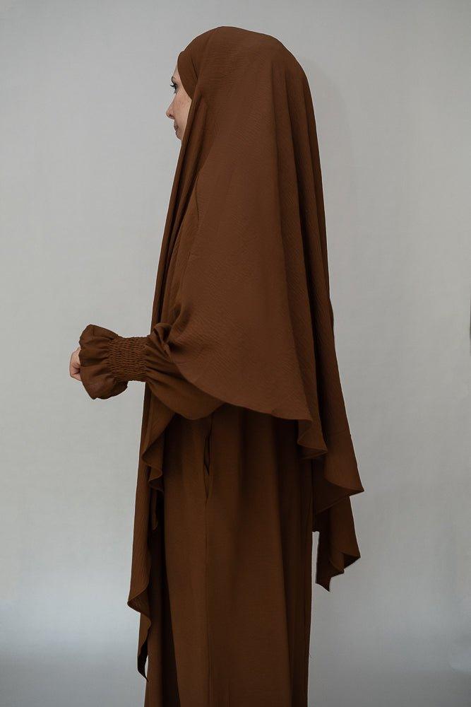 Kalean prayer gown umrah abaya dress non-wrinkling in coffee - ANNAH HARIRI