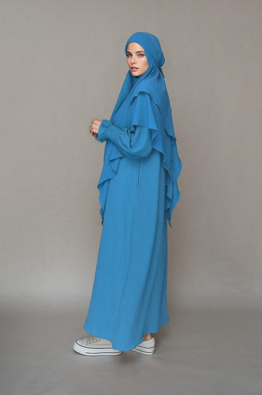 Light Blue prayer gown umrah abaya dress non-wrinkling - ANNAH HARIRI