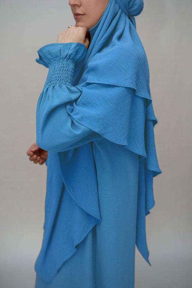 Light Blue prayer gown umrah abaya dress non-wrinkling - ANNAH HARIRI