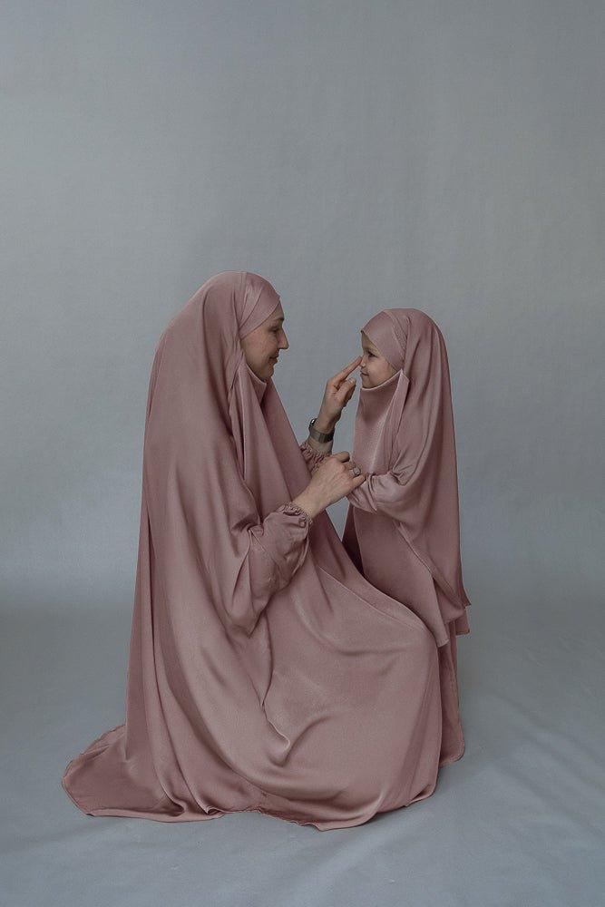 Light Pink KIDS prayer gown from "Mommy and me prayer khimar collection - ANNAH HARIRI