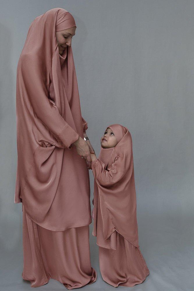 Light Pink KIDS prayer gown from "Mommy and me prayer khimar collection - ANNAH HARIRI