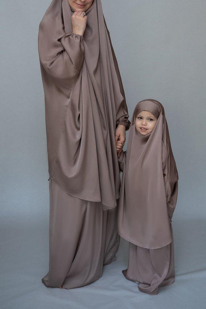 Magaan Adult prayer gown from "Mommy and me prayer khimar collection" in light khaki - ANNAH HARIRI