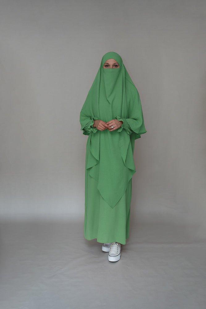 Mint Green prayer gown umrah abaya dress non-wrinkling - ANNAH HARIRI