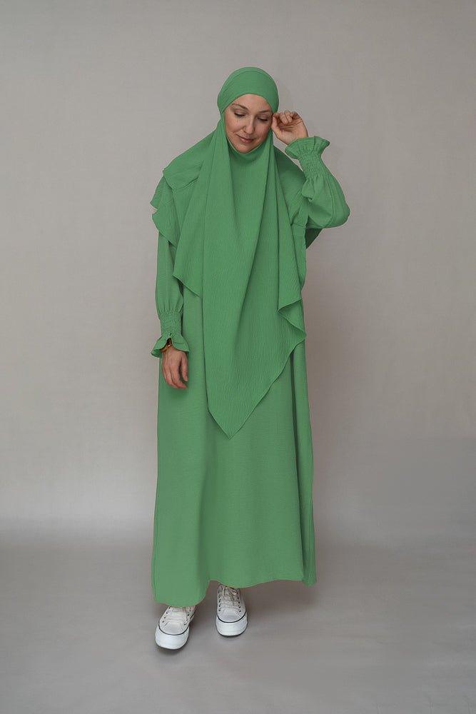 Mint Green prayer gown umrah abaya dress non-wrinkling - ANNAH HARIRI