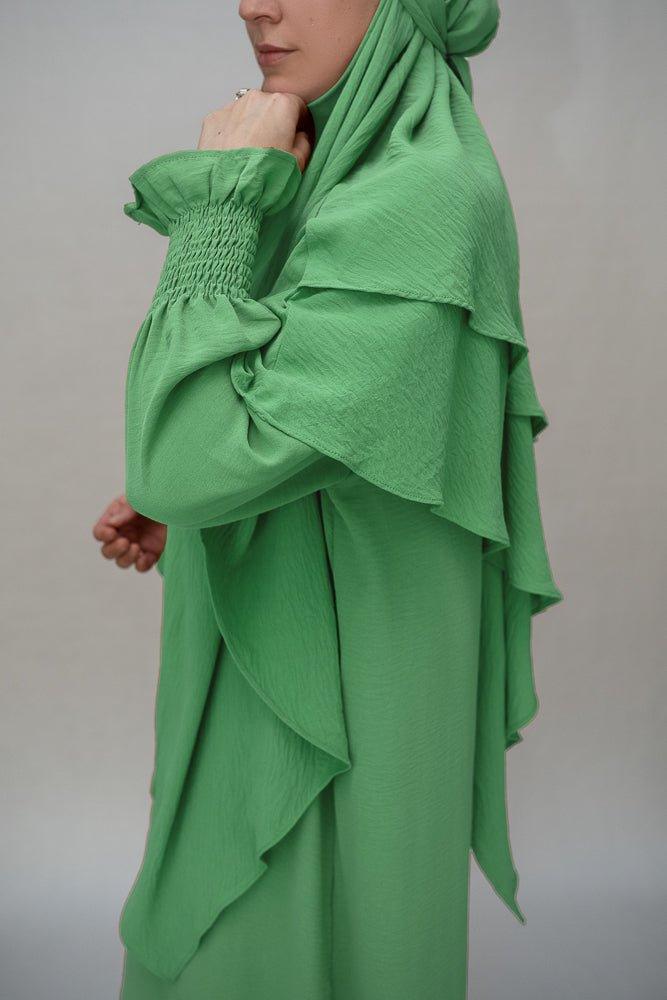 Mint Green prayer gown umrah abaya dress non-wrinkling - ANNAH HARIRI