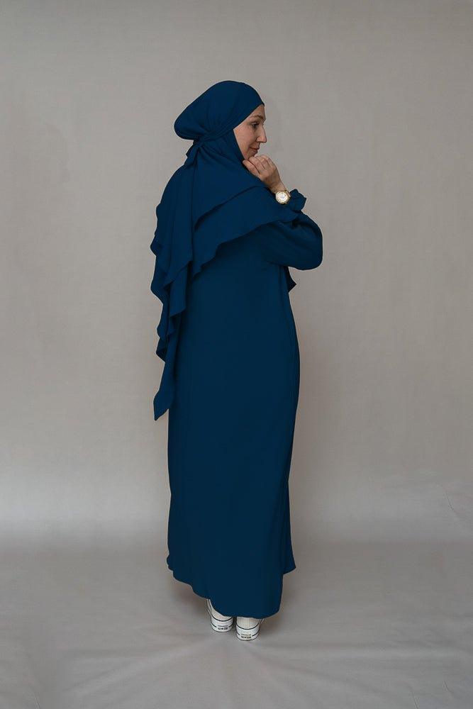 Navy prayer gown umrah abaya dress non-wrinkling - ANNAH HARIRI