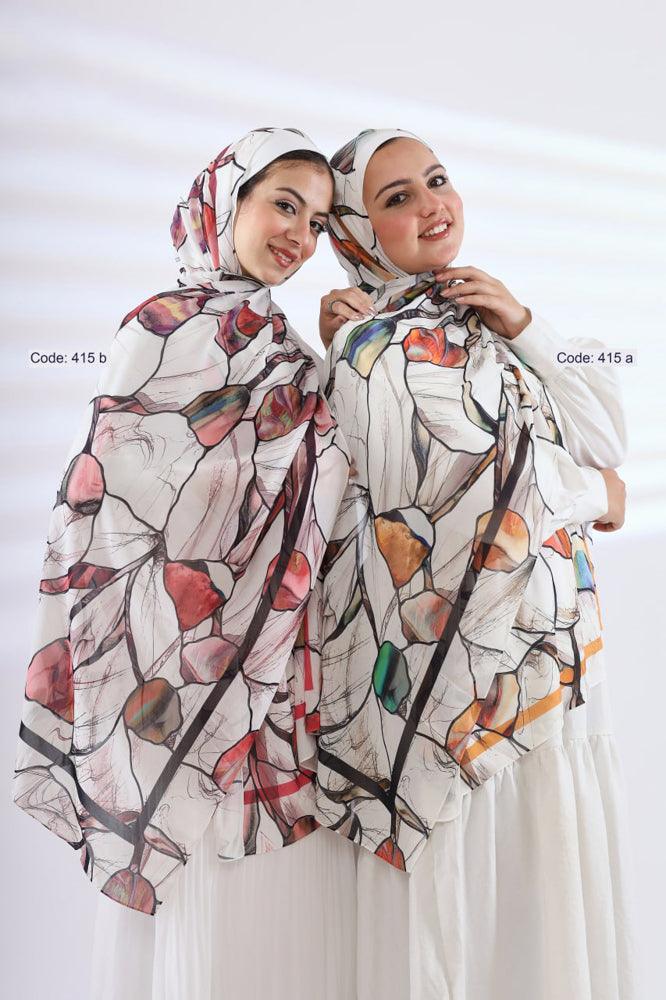 Peaches Printed Chiffon Hijab - ANNAH HARIRI