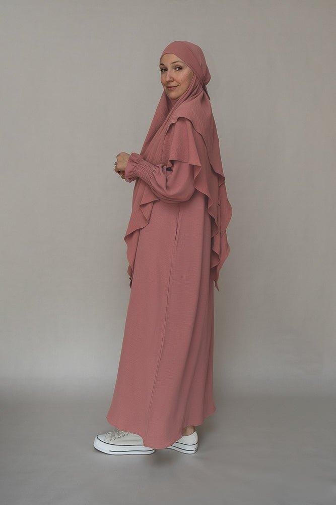 Pinky prayer gown umrah abaya dress non-wrinkling - ANNAH HARIRI