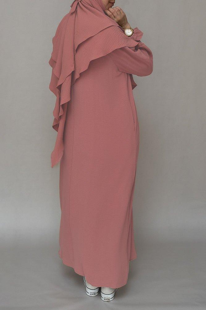 Pinky prayer gown umrah abaya dress non-wrinkling - ANNAH HARIRI