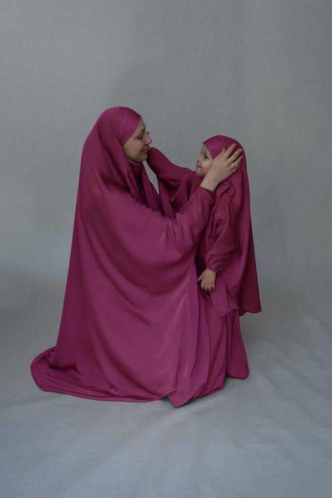 Purple KIDS prayer gown from "Mommy and me prayer khimar collection - ANNAH HARIRI