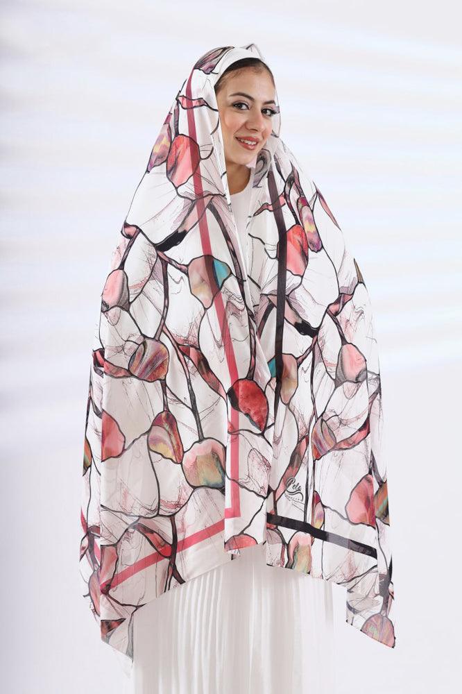 Twin Peaches Printed Chiffon Hijab - ANNAH HARIRI