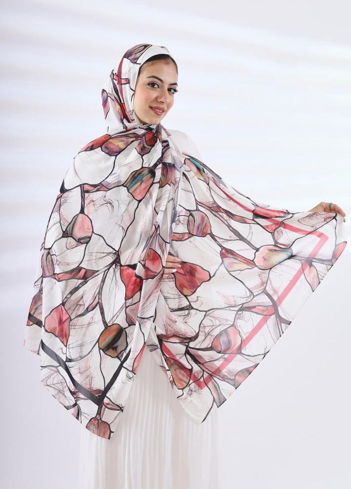 Twin Peaches Printed Chiffon Hijab - ANNAH HARIRI