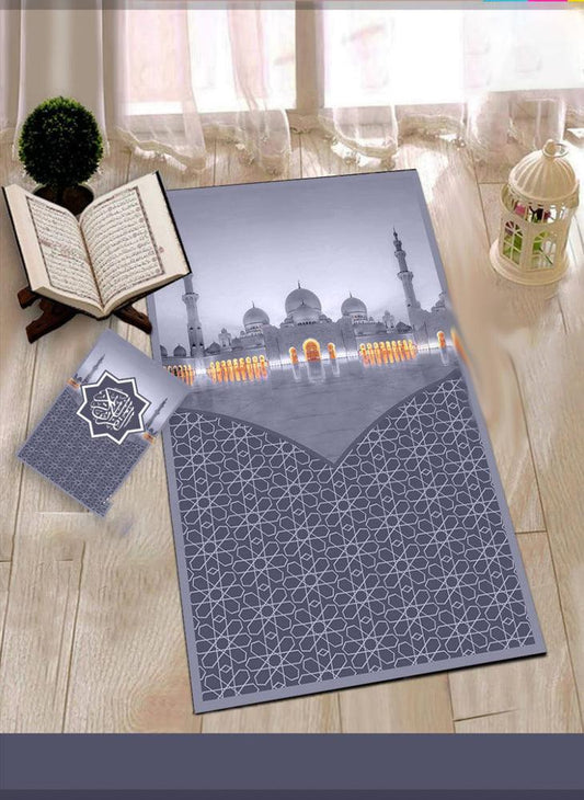 Zayed Mosque Prayer Rug Muslim Mat Islamic Sajadah for Kids Men Women with Quran Box for Eid Travel Ramadan Soft Luxury Pin - ANNAH HARIRI